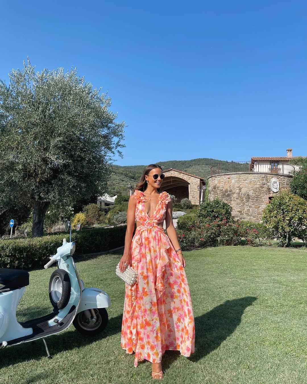 Women's Floral Sleeveless Cut-Out Maxi Wedding Guest Dress