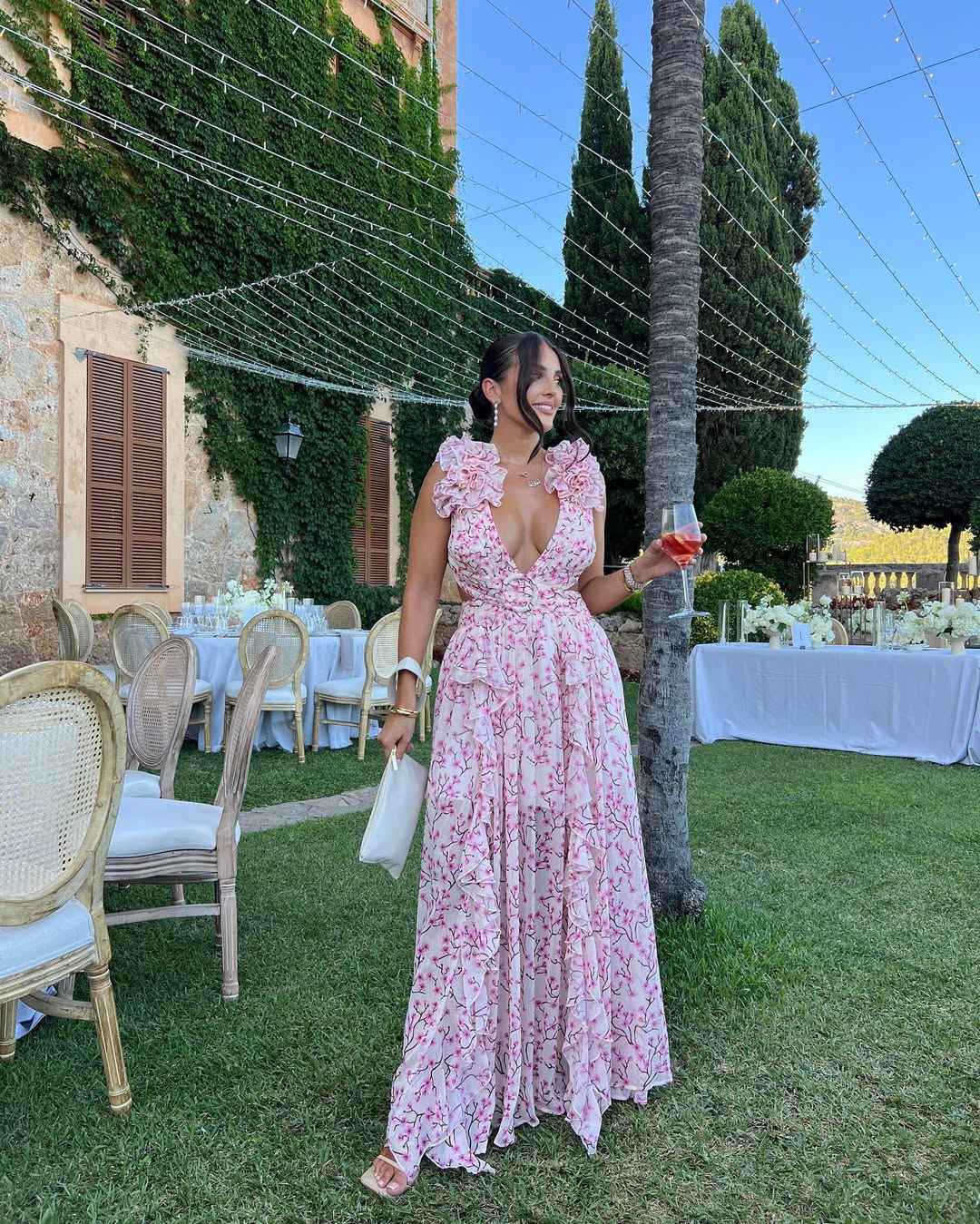 Women's Floral Sleeveless Cut-Out Maxi Wedding Guest Dress