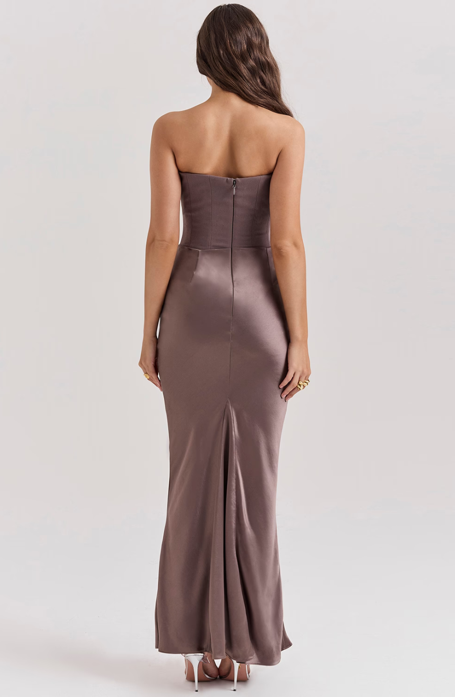 Women's Strapless Corset Maxi Wedding Guest Dress