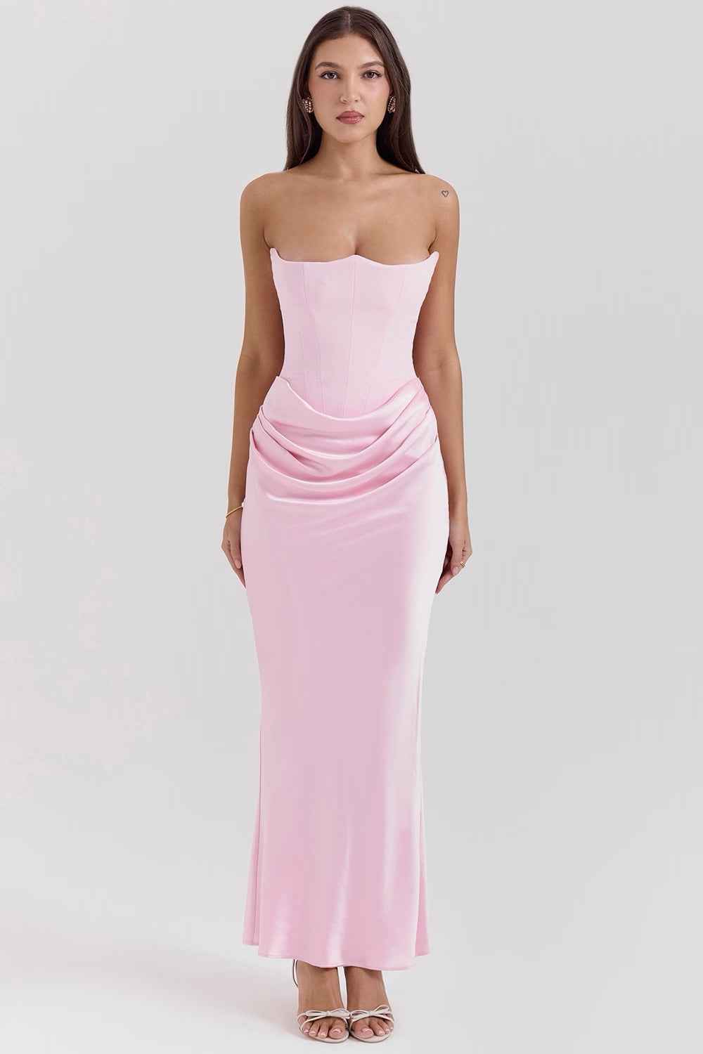 Women's Strapless Corset Maxi Wedding Guest Dress