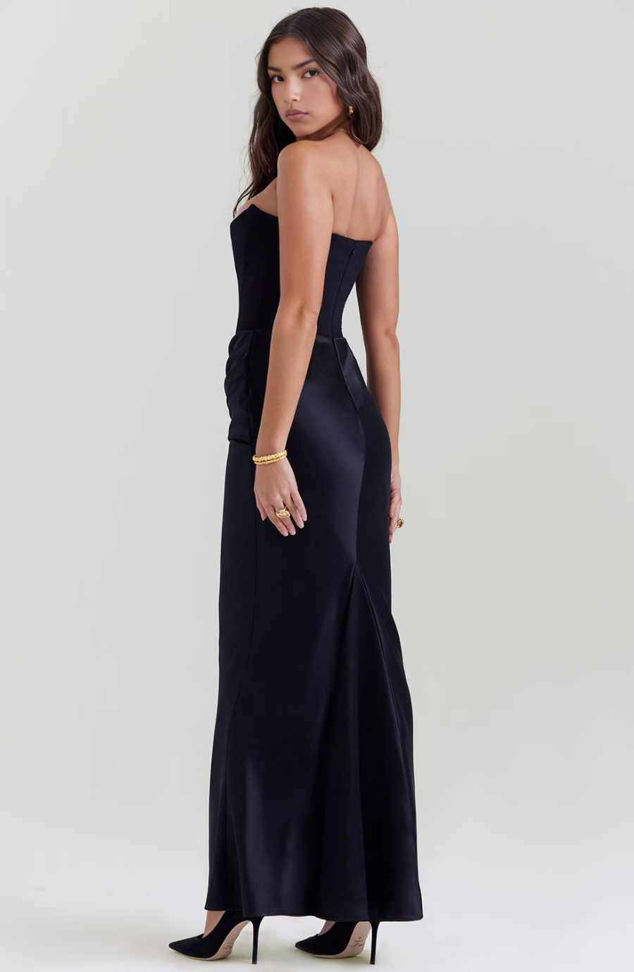 Women's Strapless Corset Maxi Wedding Guest Dress