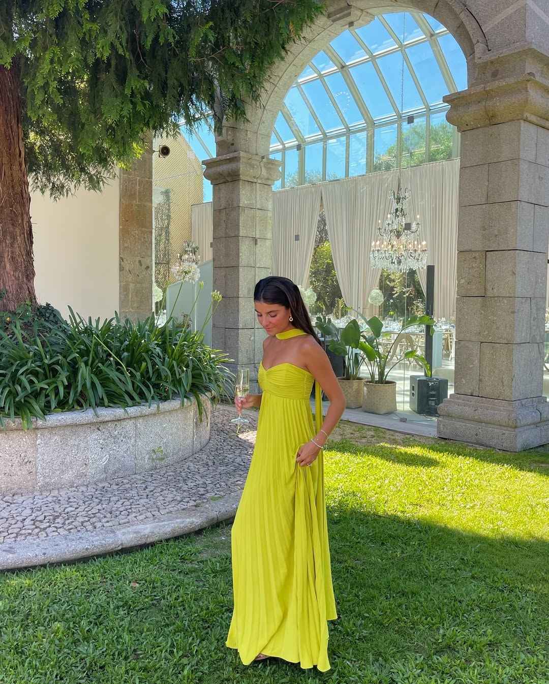 Women's Pleated Strapless Maxi Wedding Guest Dress