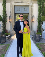 Women's Pleated Strapless Maxi Wedding Guest Dress