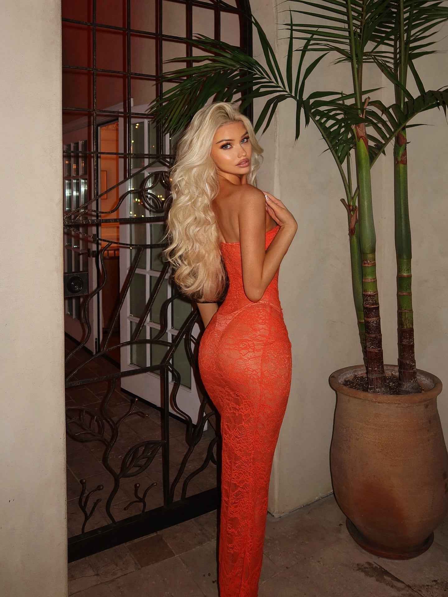 Women's Strapless Lace Bodycon Maxi Summer Dress