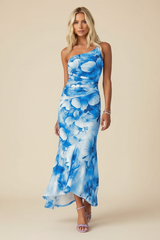 Women's One-Shoulder Floral Maxi Wedding Guest Dress