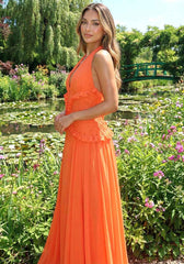 Women's Halter Ruffle A-Line Maxi Wedding Guest Dress