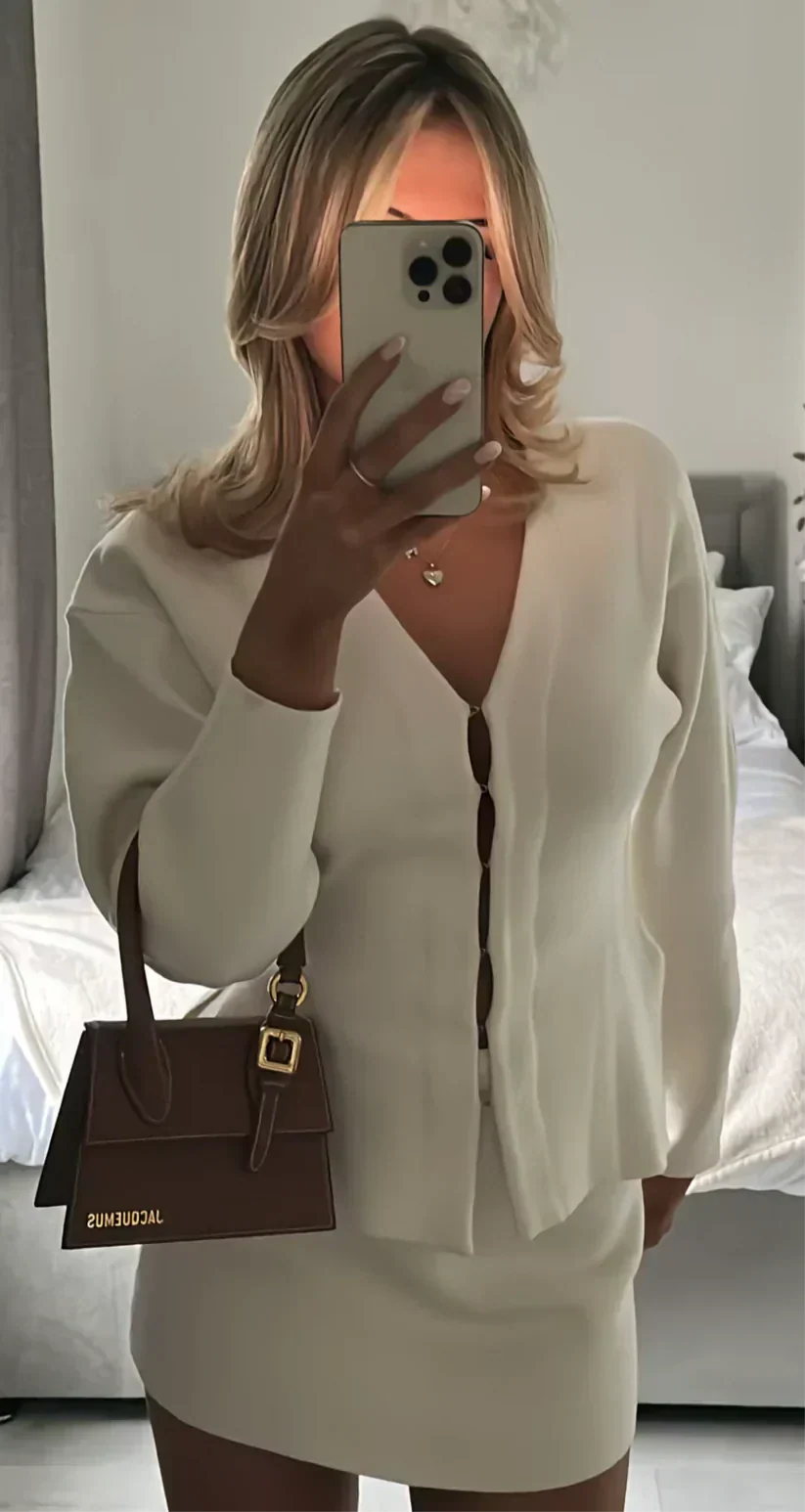 Women's Ribbed Long Sleeve Two-piece Set