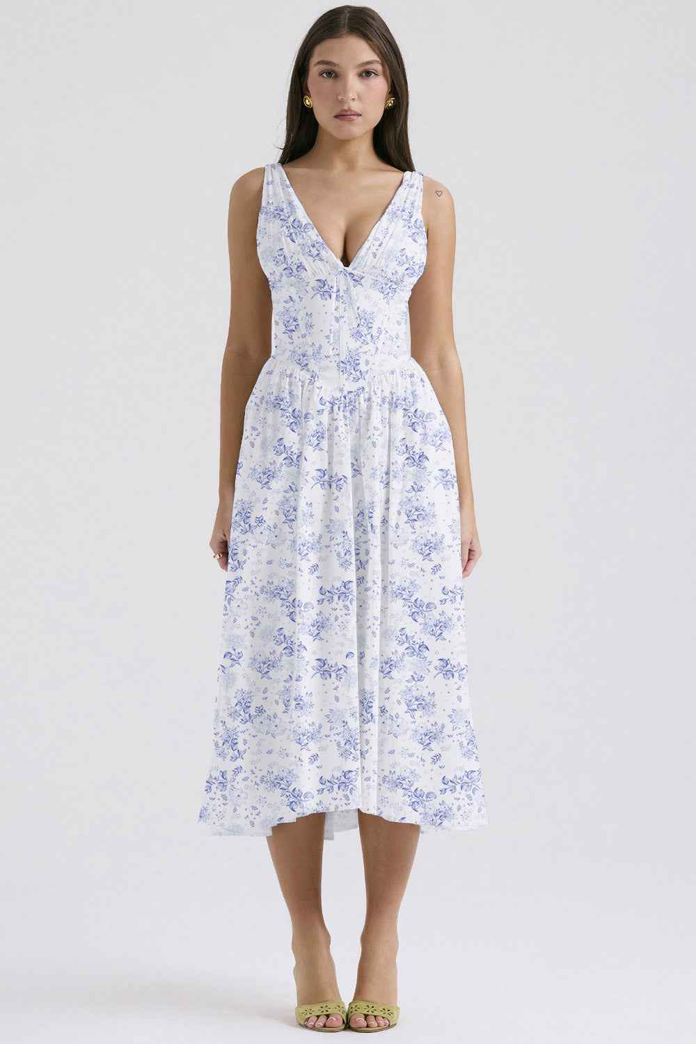 Women's Floral Sleeveless Midi Spring Dress