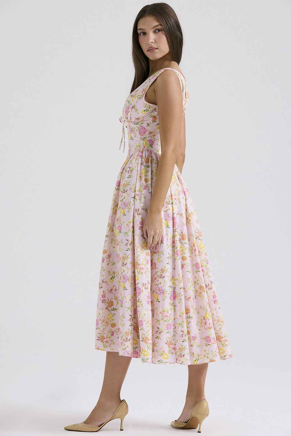 Women's Floral Sleeveless Midi Spring Dress