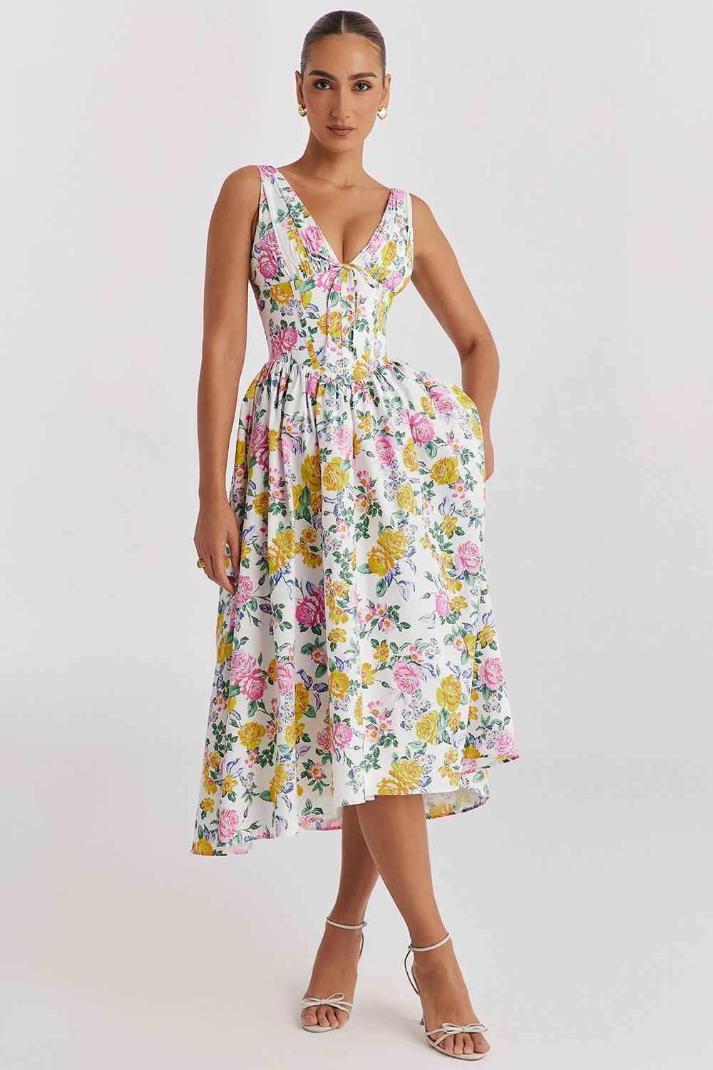 Women's Floral Sleeveless Midi Spring Dress