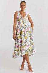Women's Floral Sleeveless Midi Spring Dress