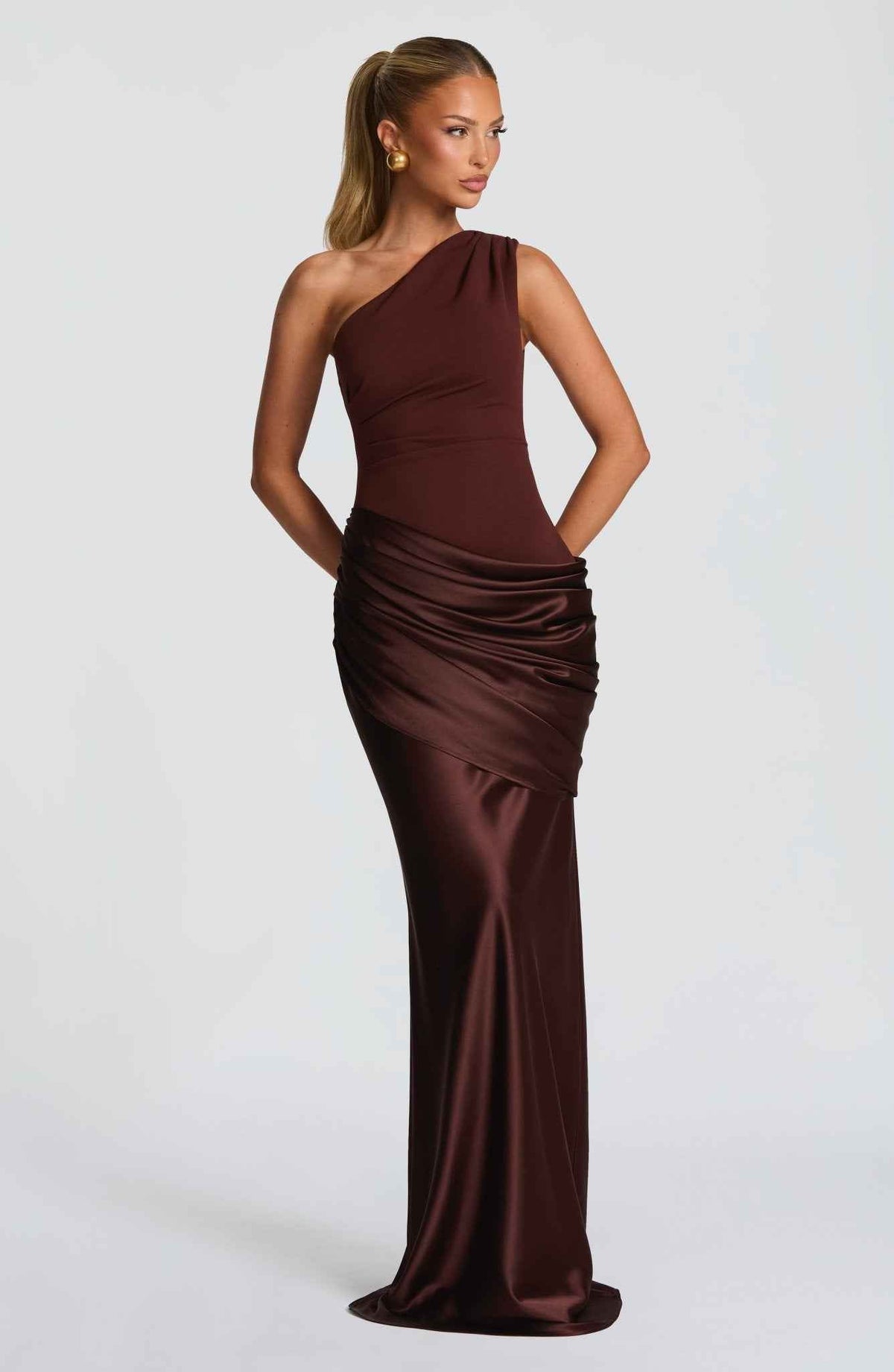 Women's One-Shoulder Maxi Wedding Guest Dress