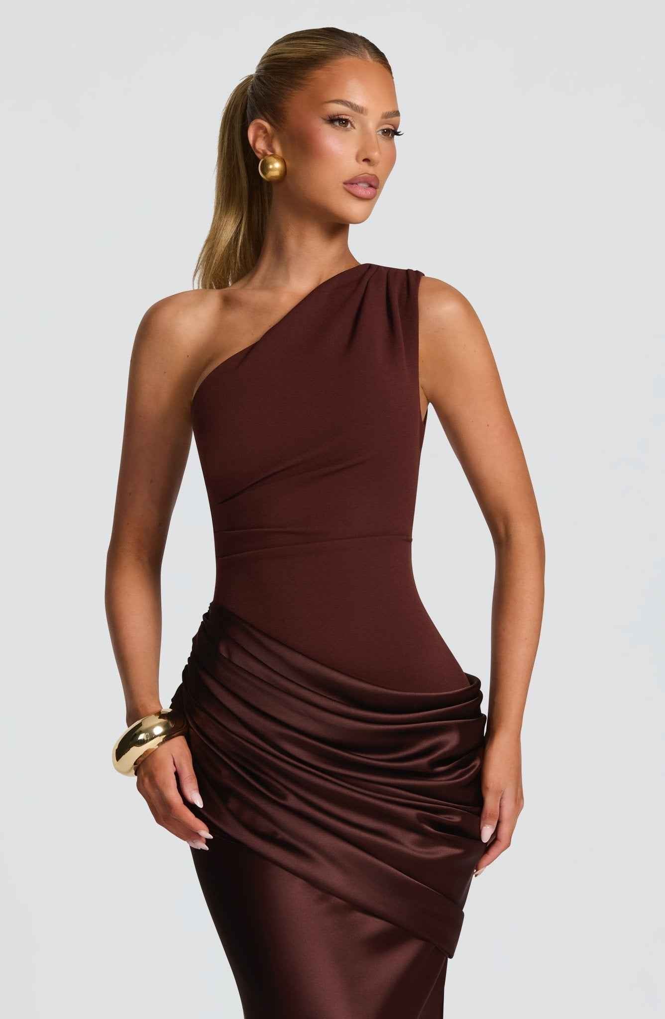 Women's One-Shoulder Maxi Wedding Guest Dress