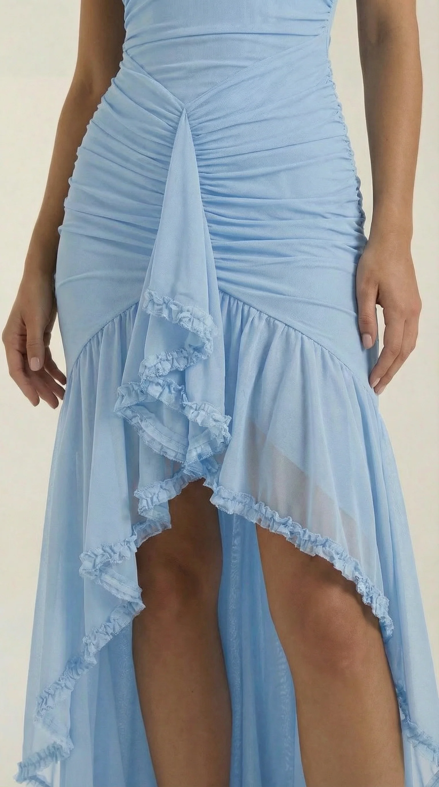 Women's Sleeveless Ruffle Maxi Wedding Guest Dress