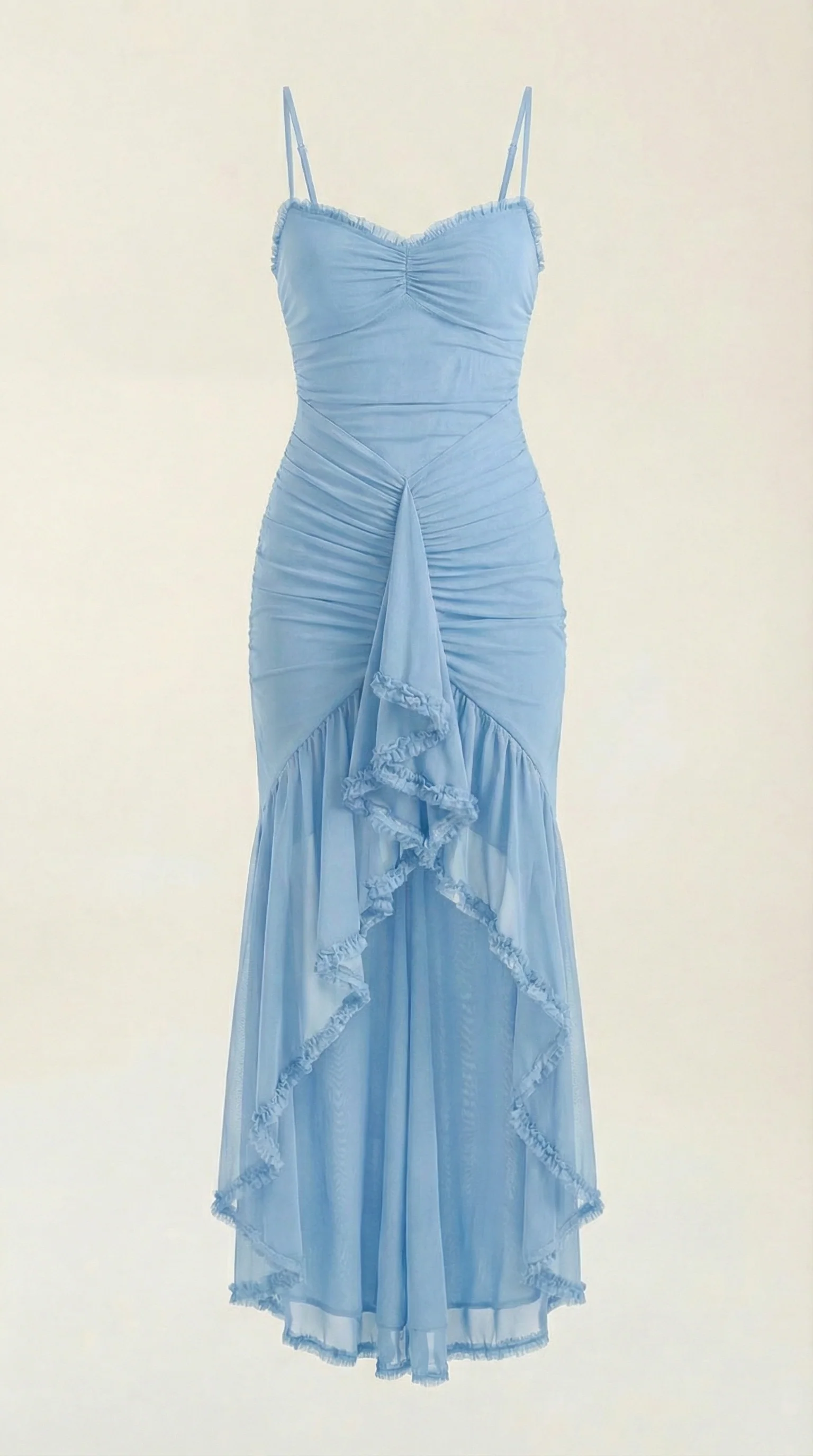 Women's Sleeveless Ruffle Maxi Wedding Guest Dress