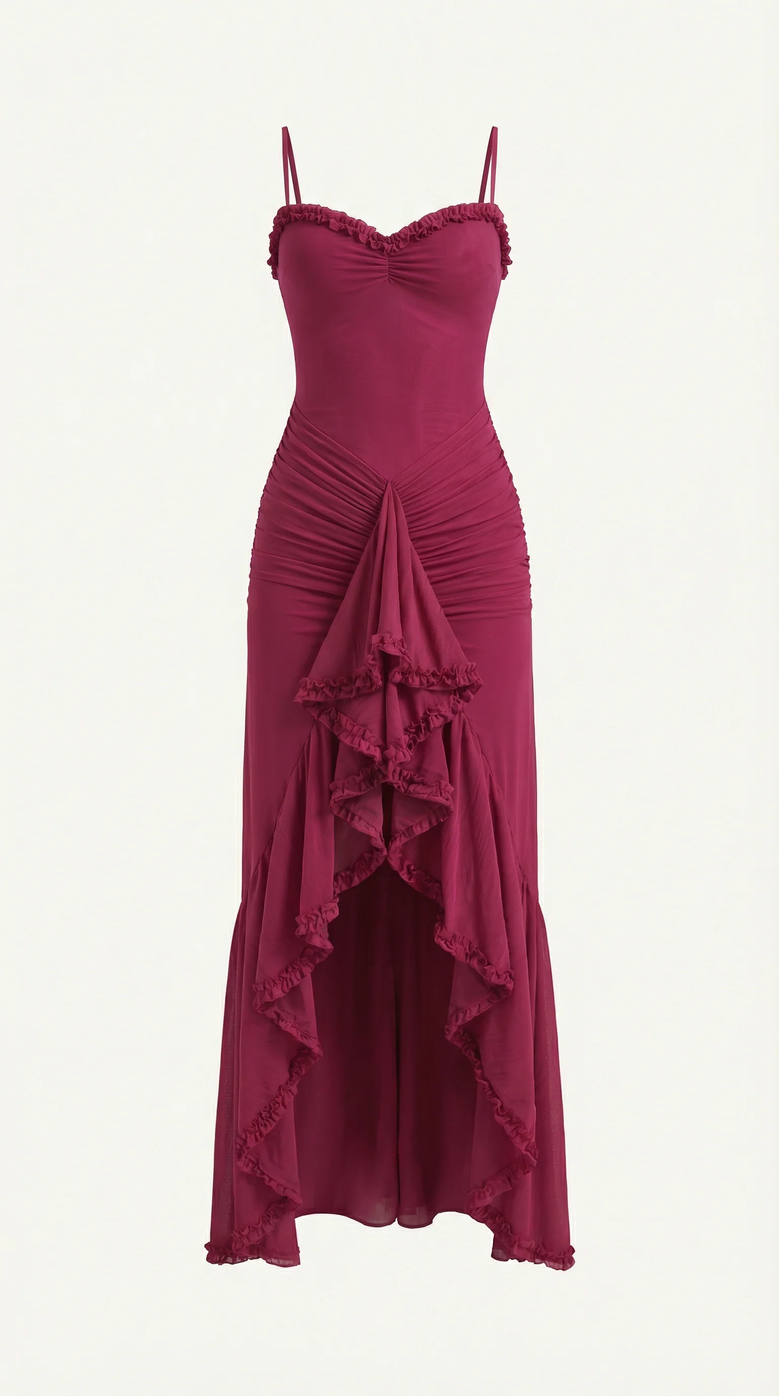 Women's Sleeveless Ruffle Maxi Wedding Guest Dress