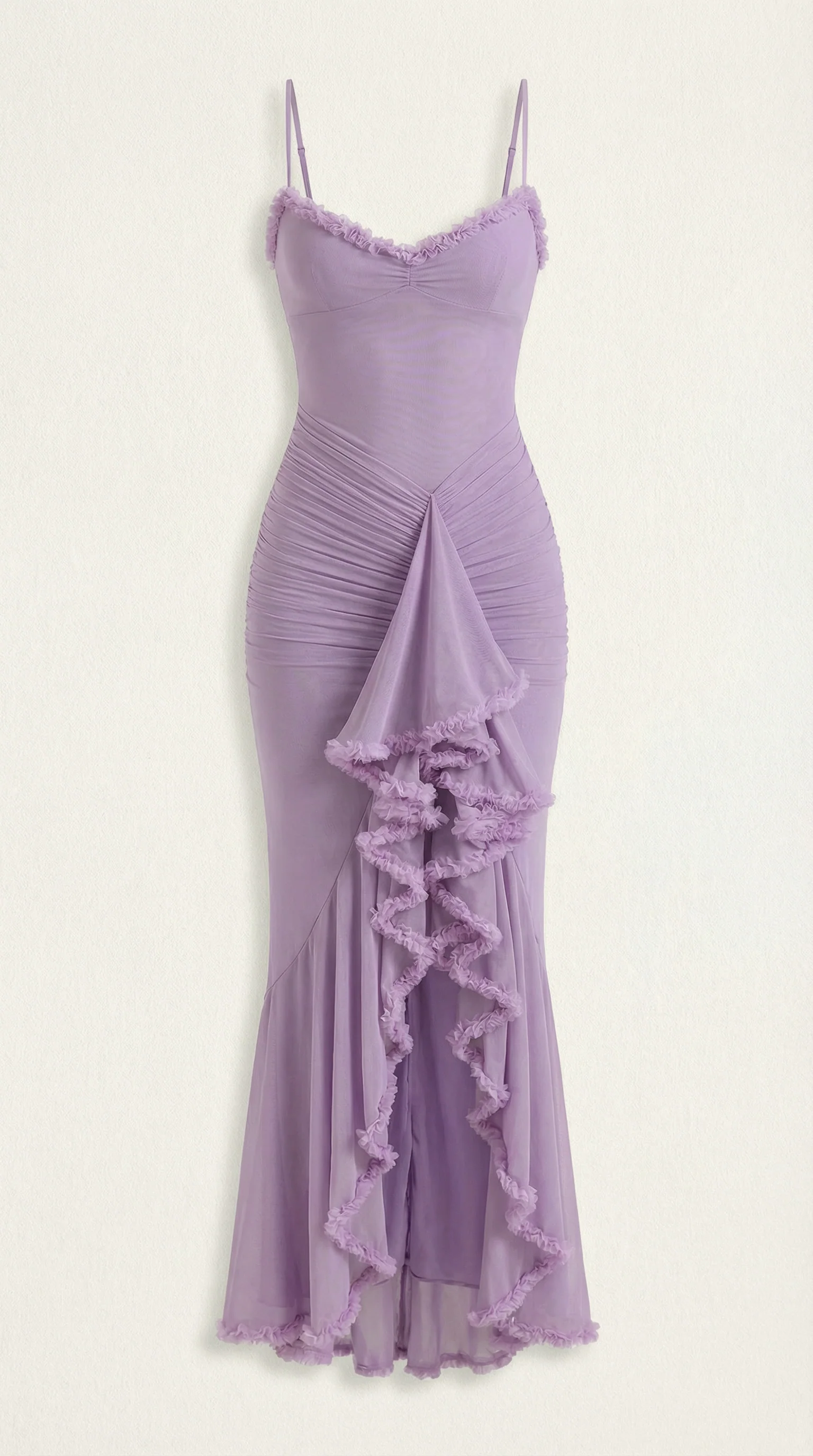 Women's Sleeveless Ruffle Maxi Wedding Guest Dress