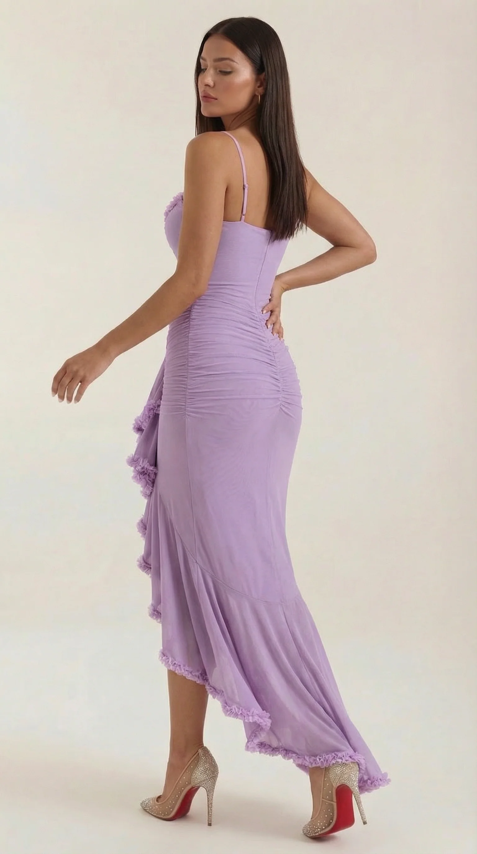 Women's Sleeveless Ruffle Maxi Wedding Guest Dress