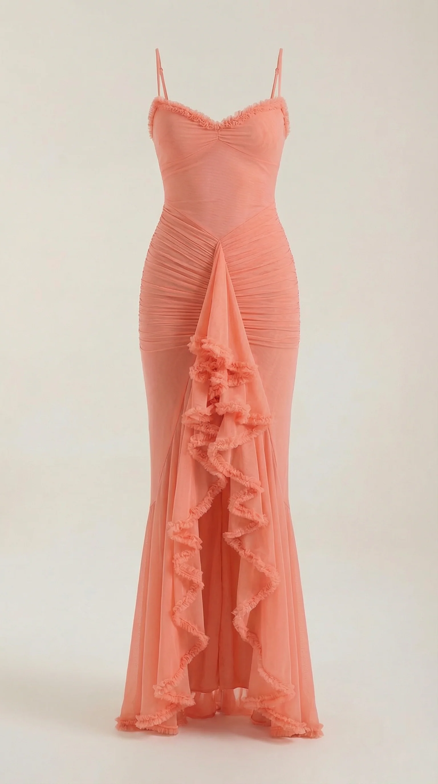 Women's Sleeveless Ruffle Maxi Wedding Guest Dress