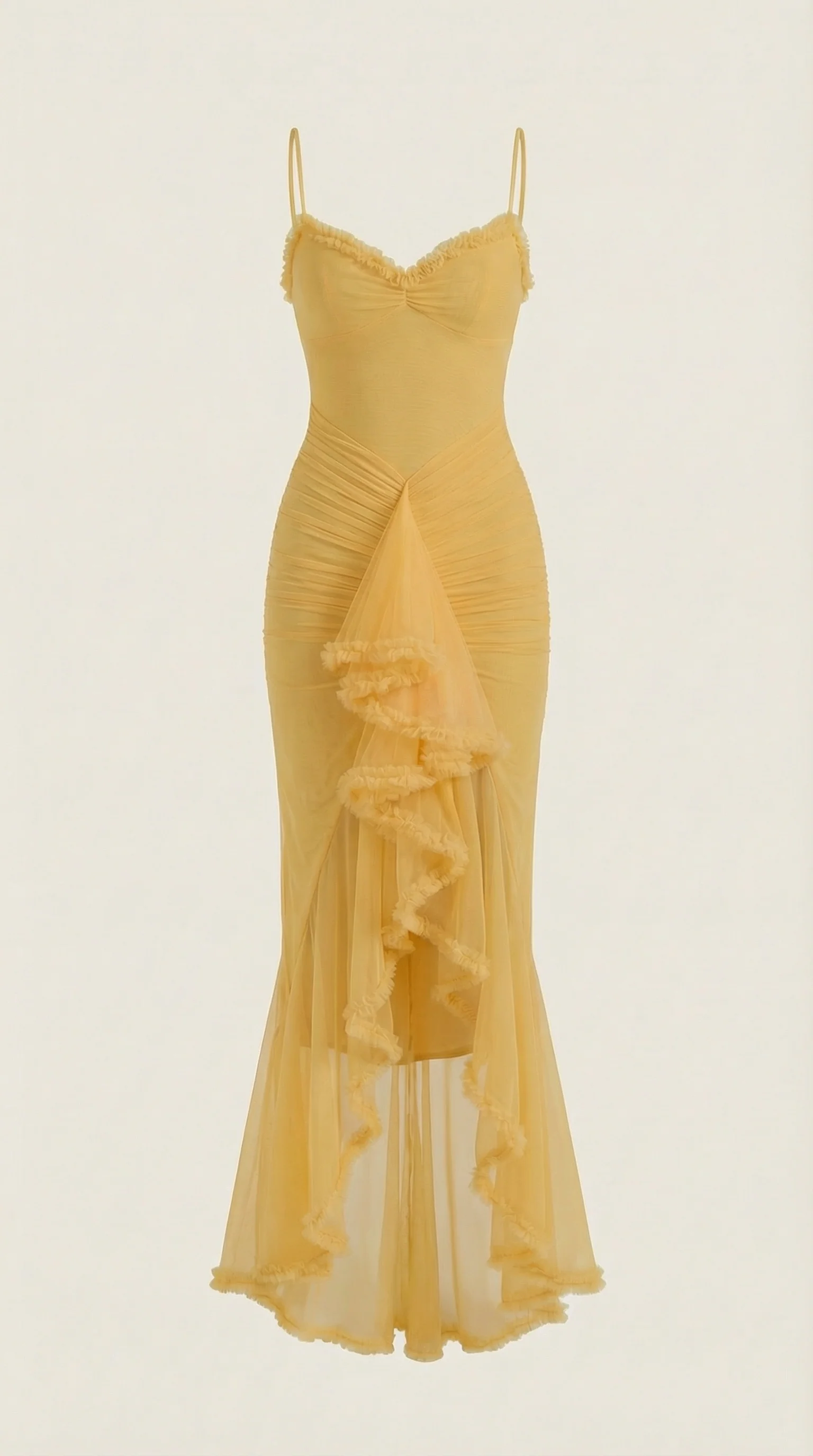 Women's Sleeveless Ruffle Maxi Wedding Guest Dress