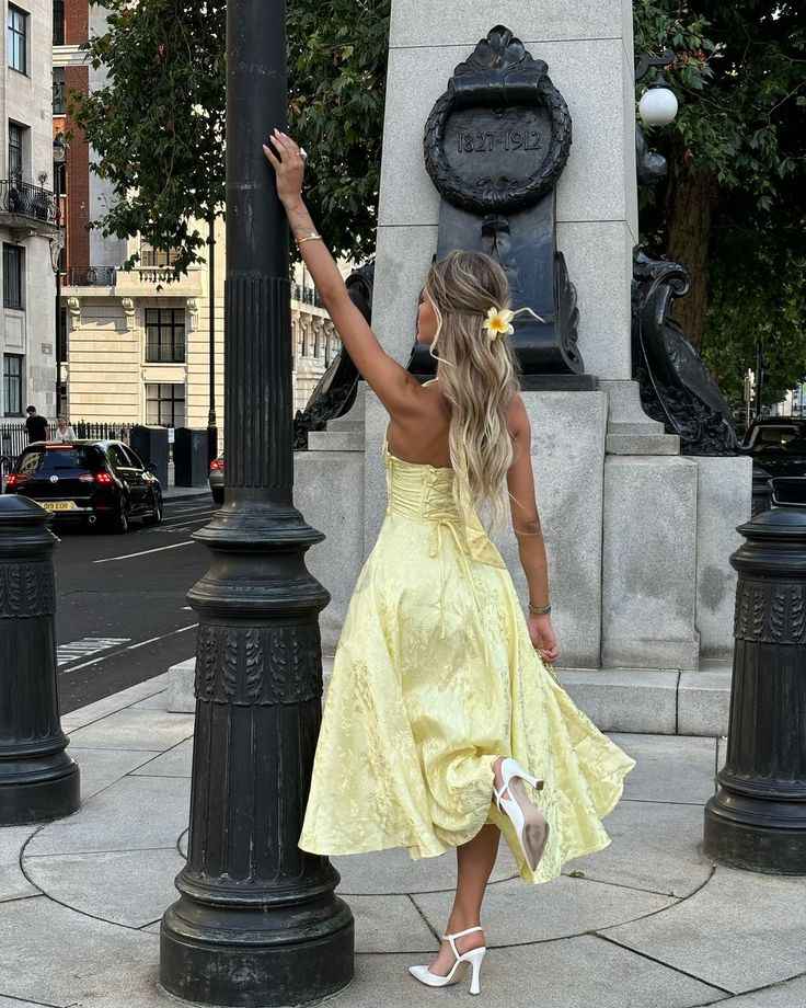 Women's Halter-Neck Midi Wedding Guest Dress
