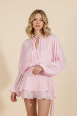 Women's Flowing Balloon Sleeve Mini Summer Vacation Dress