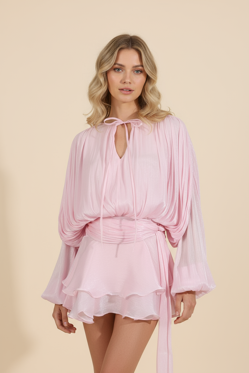 Women's Flowing Balloon Sleeve Mini Summer Vacation Dress