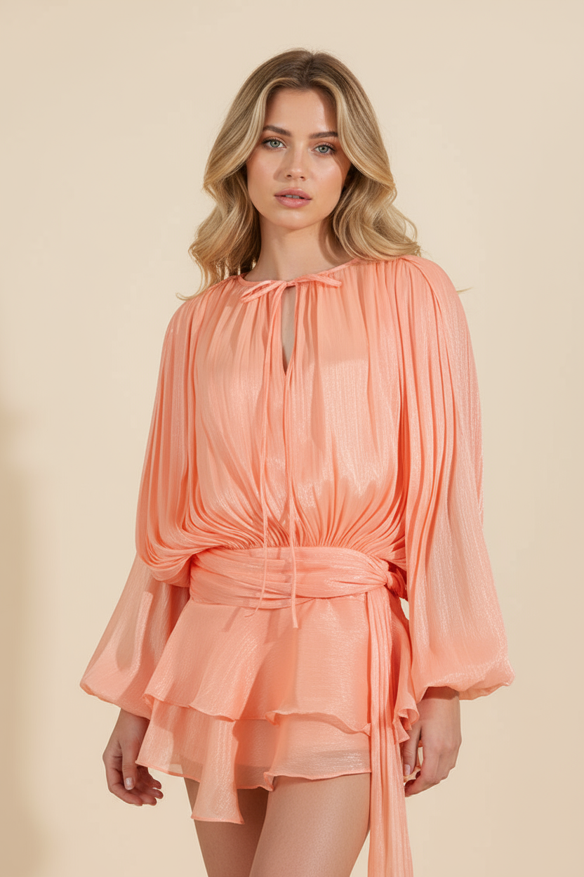 Women's Flowing Balloon Sleeve Mini Summer Vacation Dress