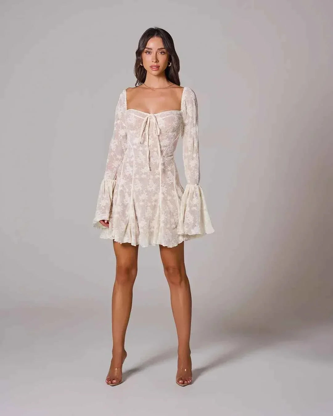 Women's Long Sleeve Romantic Lace Mini Dress