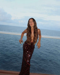 Women's Sleeveless Sequin Maxi Prom Dress