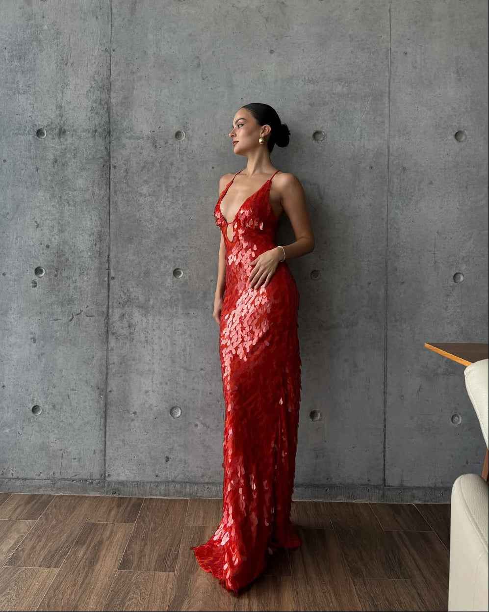 Women's Sleeveless Sequin Maxi Prom Dress
