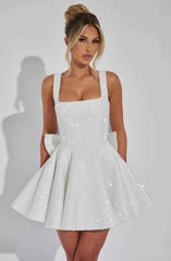Women's Dazzling Sequin Bow Mini Cocktail Dress