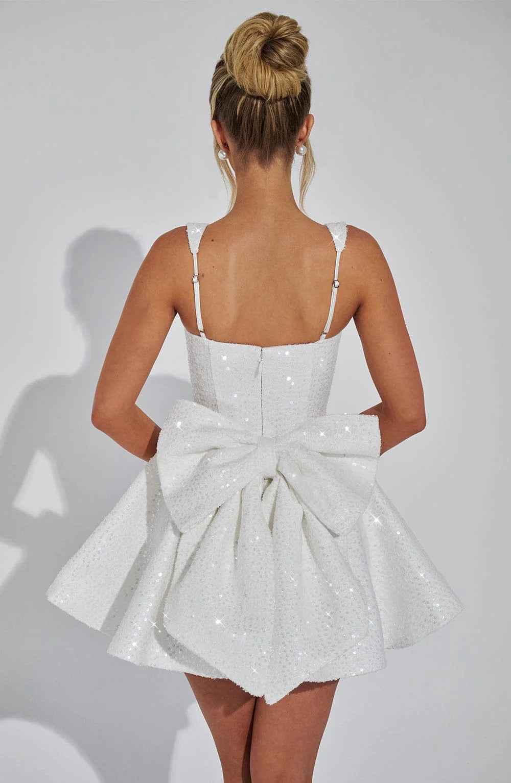 Women's Dazzling Sequin Bow Mini Cocktail Dress