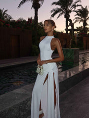 Women's High-Neck Sleeveless High-Slit Maxi Summer Dress