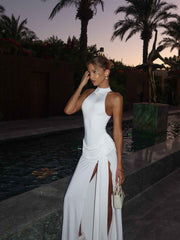 Women's High-Neck Sleeveless High-Slit Maxi Summer Dress