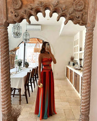 Women's Strapless Mesh Cut-Out Maxi Summer Dress