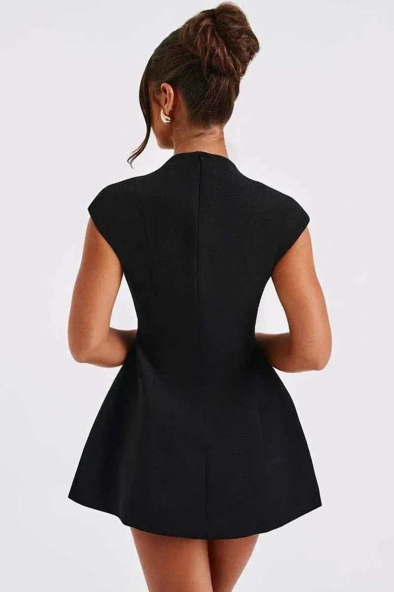 Women's Elegant Mini Dress with Deep V-neckline