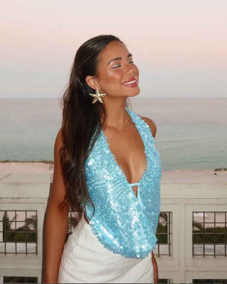 Women's Sleeveless Sequin Festival Party Top