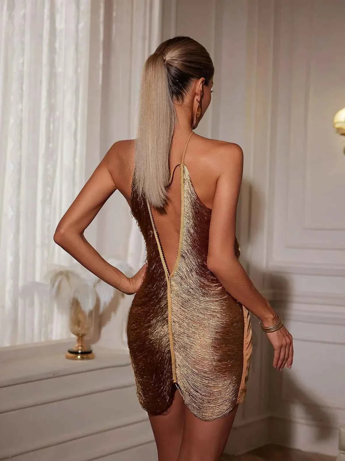 Women's Sleeveless Fringe Mini Party Dress