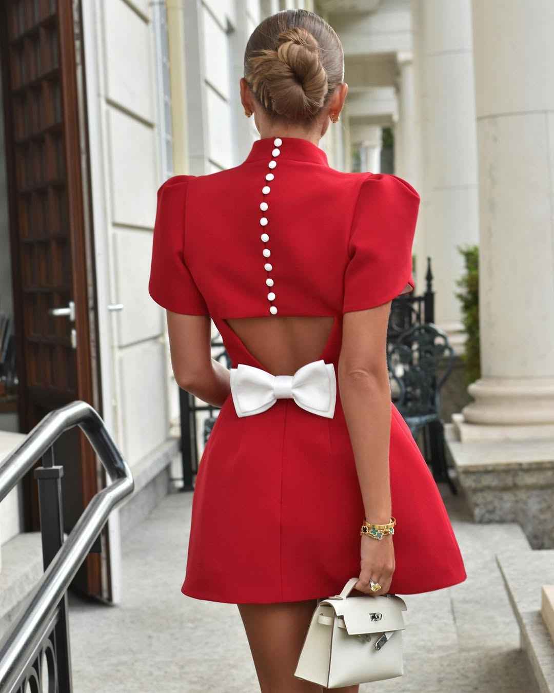 Women's Elegant Mini Cocktail Dress with Bow