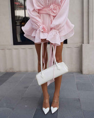 Women's Long Sleeve Mini Summer Dress with Rose Detail