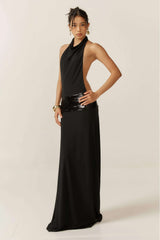 Women's Maxi Dress with Open Back and Sequin Details