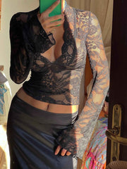 Women's Longsleeve Lace Party Top