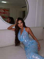 Women's Sleeveless Sequin Maxi Summer Dress