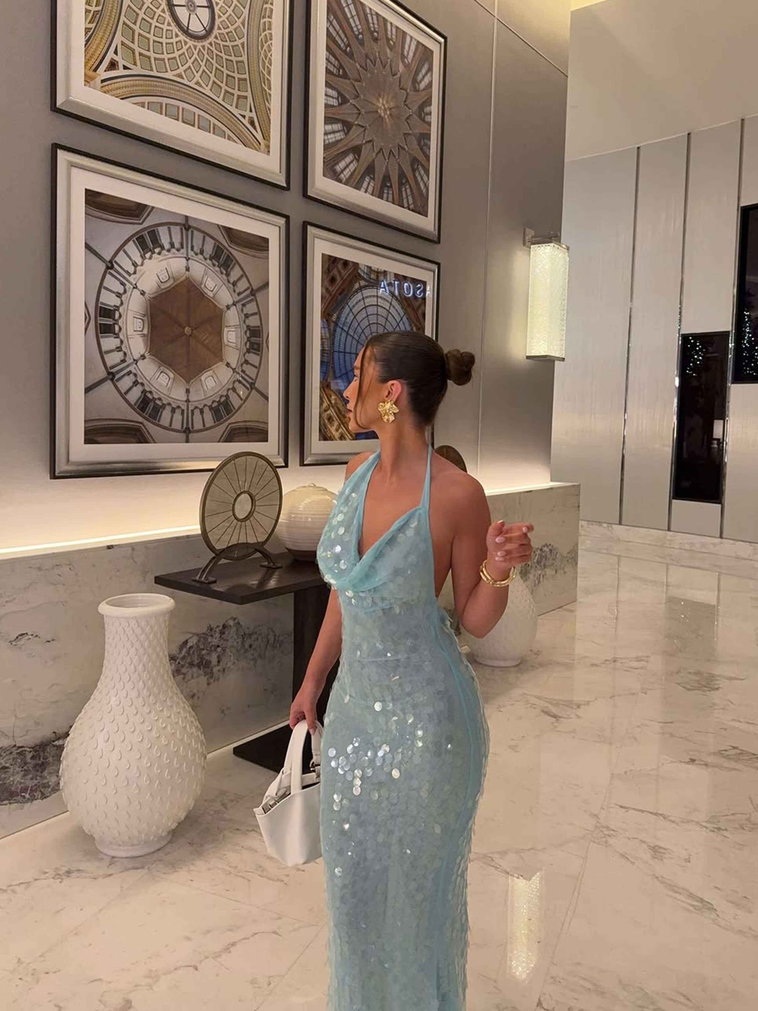 Women's Sleeveless Sequin Maxi Summer Dress