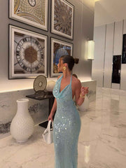 Women's Sleeveless Sequin Maxi Summer Dress