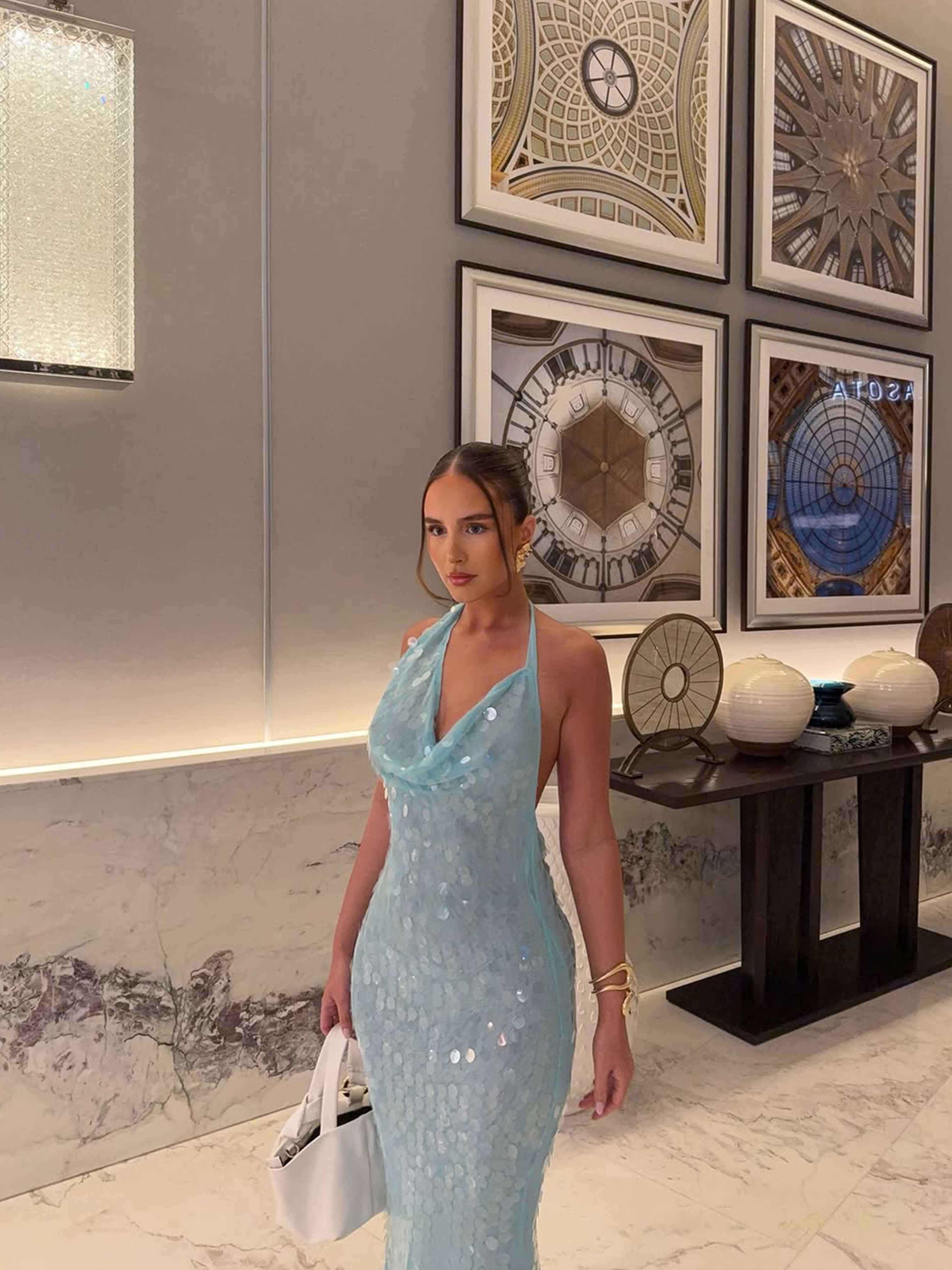 Women's Sleeveless Sequin Maxi Summer Dress