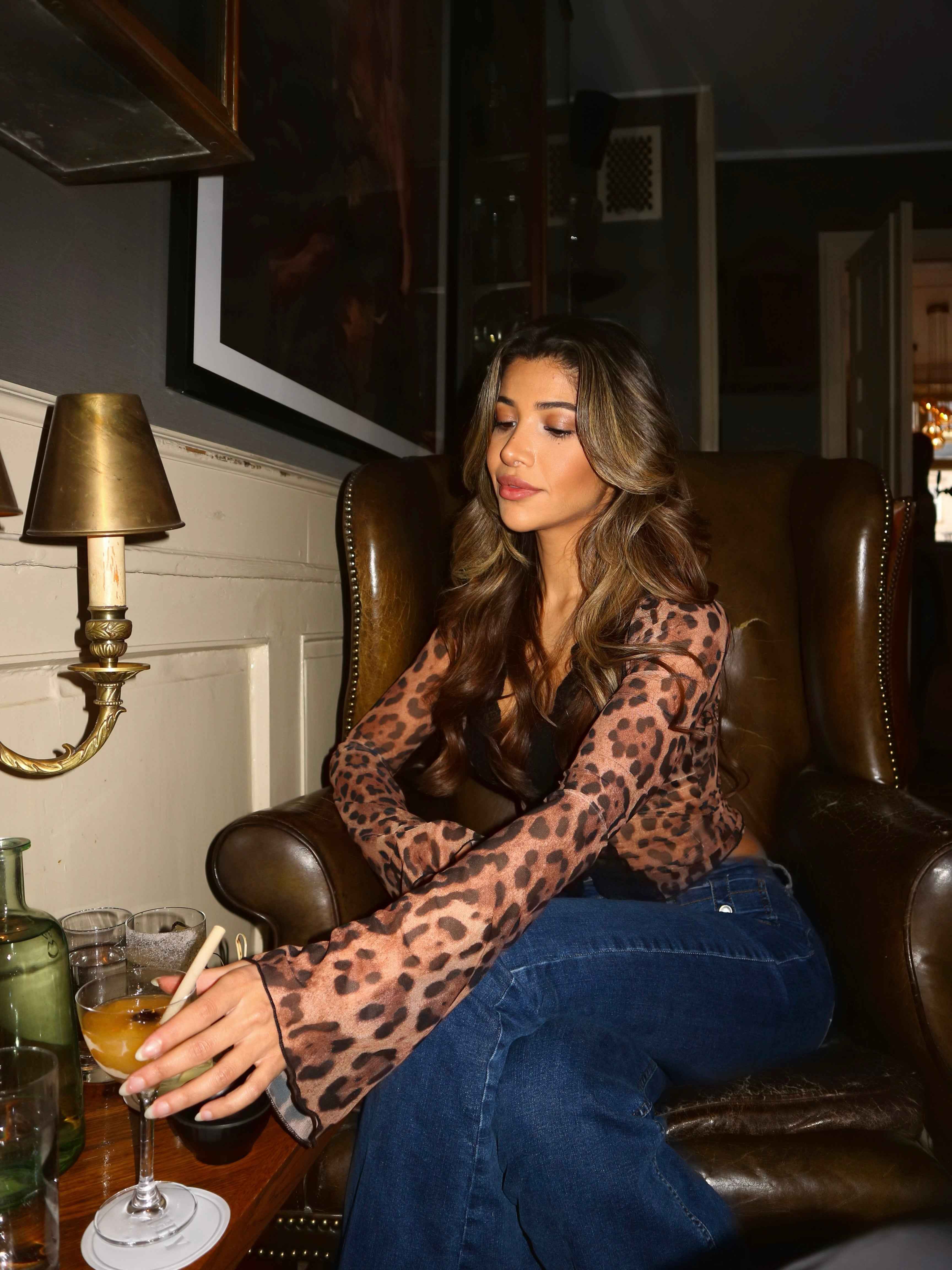 Women's Longsleeve Leopard Mesh Top