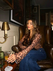 Women's Longsleeve Leopard Mesh Top