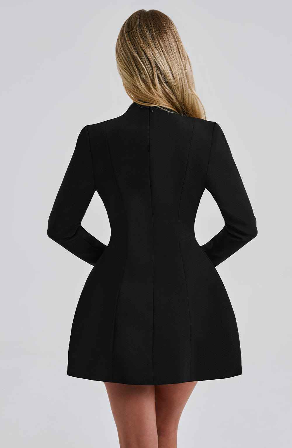 Women's Long Sleeve Deep V-neck Mini Blazer Dress